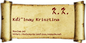 Kálnay Krisztina névjegykártya